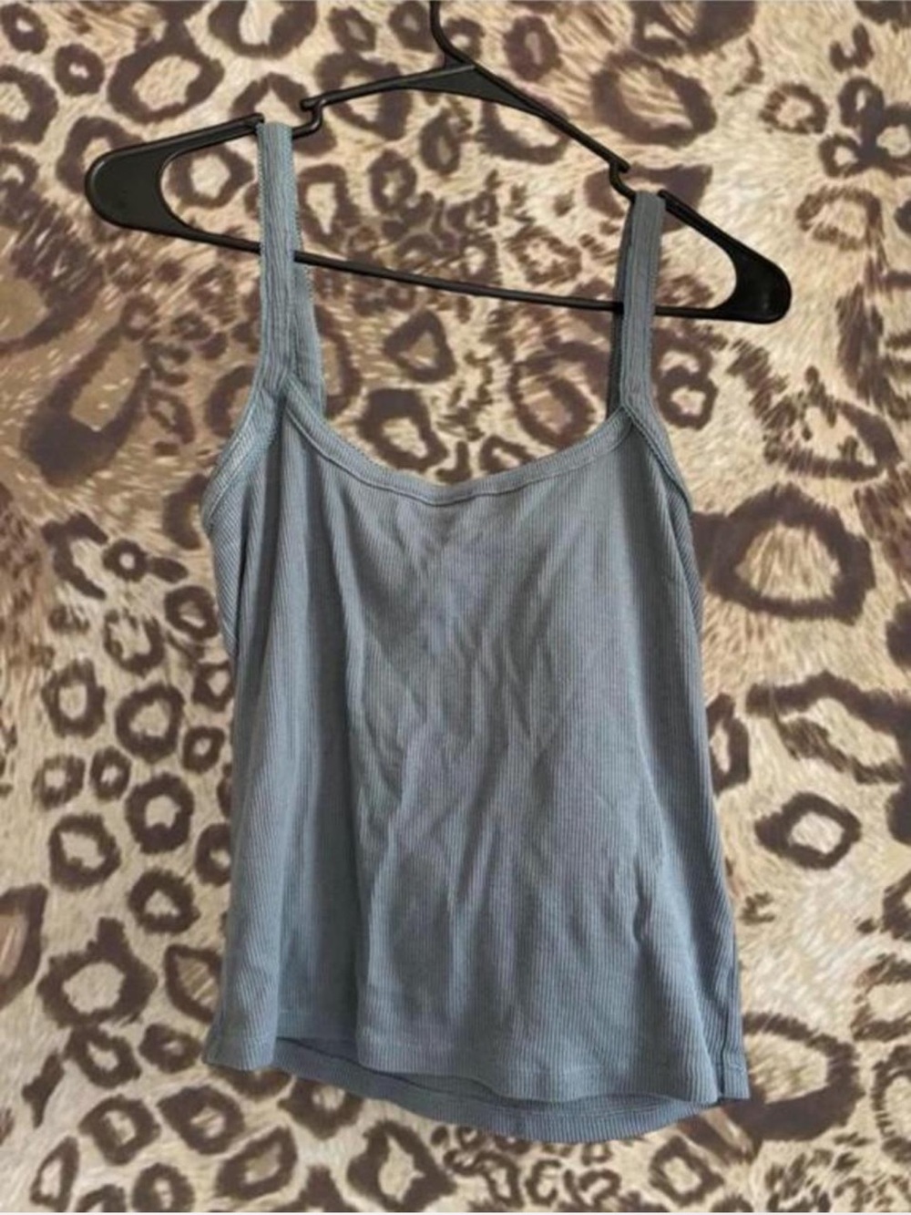Anthropologie Ribbed Tank Top in Light Gray-Blue
